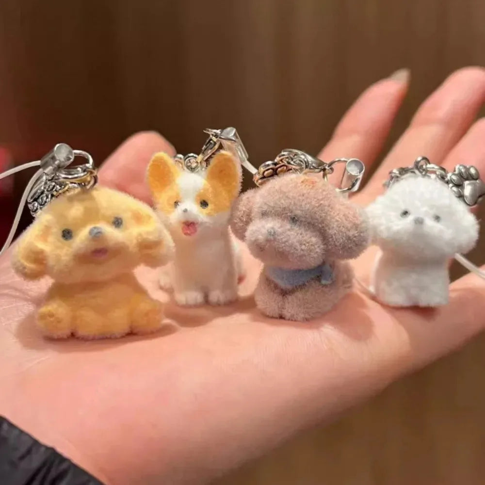 Cute Animal Flocking Keychain