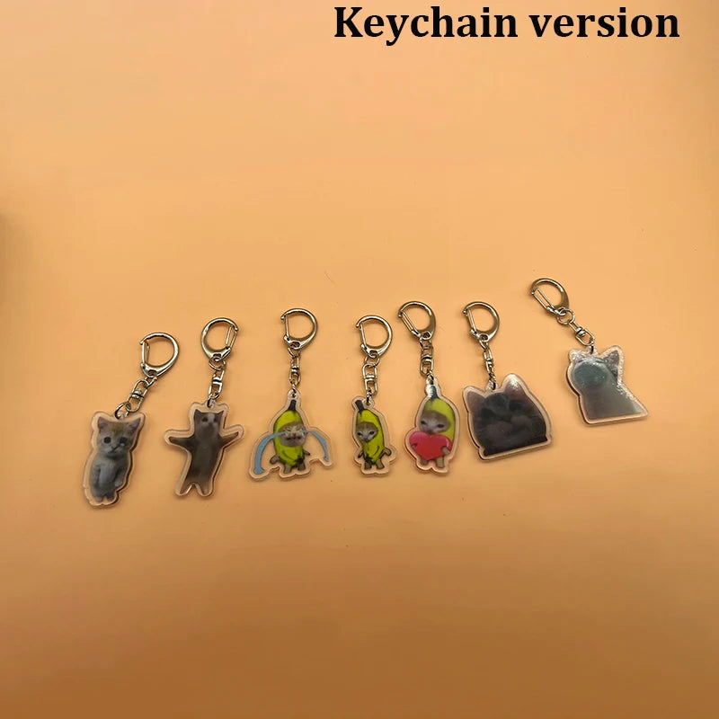 Banana Cat Keychain Set